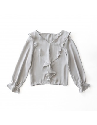Ruffle Trim Flare Top