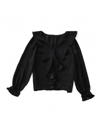 Ruffle Trim Flare Top