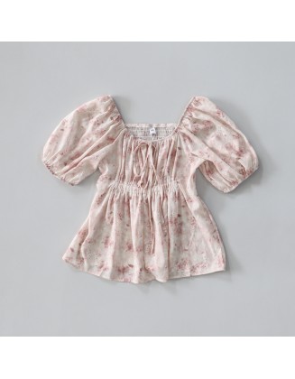 Square Collar Floral Top