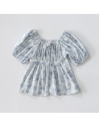 Square Collar Floral Top