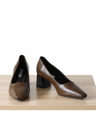 Square Toe Block Heeled Pumps