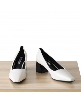 Square Toe Block Heeled Pumps
