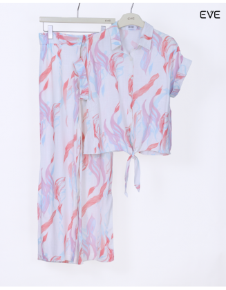 Printed Tie-Front Co-Ord Set for Women