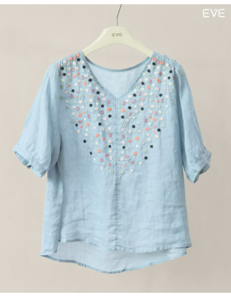 Embellished Linen Top