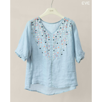 Embellished Linen Top