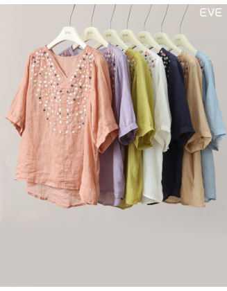Embellished Linen Top