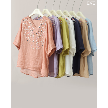Embellished Linen Top