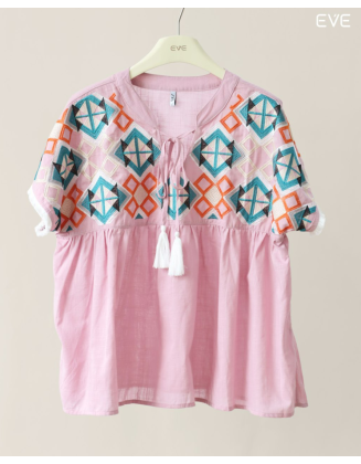 Geometric Embroidered Top
