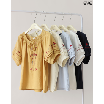 Smocked & Embroidered Top