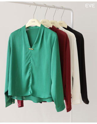 Ribbed V-Neck Tops