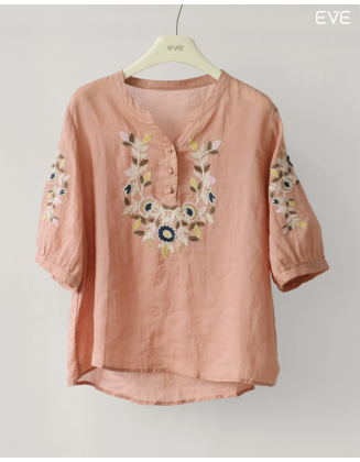  Embroidered Linen Top