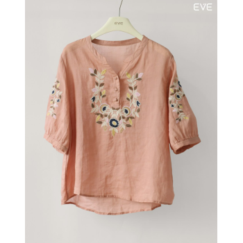  Embroidered Linen Top