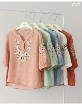  Embroidered Linen Top