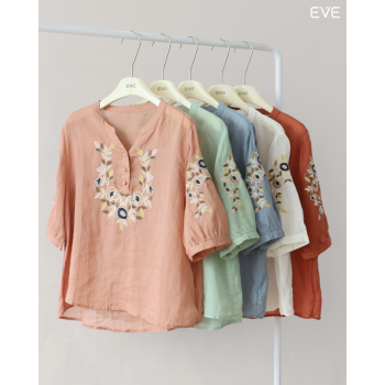  Embroidered Linen Top