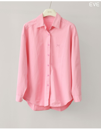 Casual Button-Up Shirt with Embroidered Detail