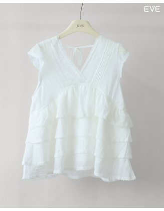 Watercolor Print Top with Chain Detail
