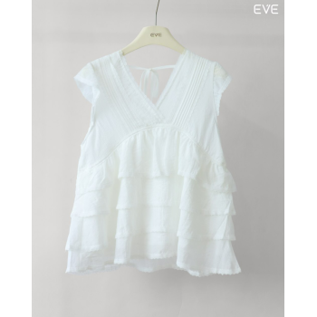 Watercolor Print Top with Chain Detail