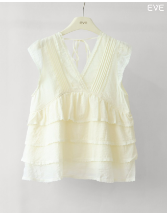 Watercolor Print Top with Chain Detail