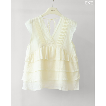 Watercolor Print Top with Chain Detail