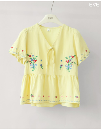 Embroidered Peplum Top