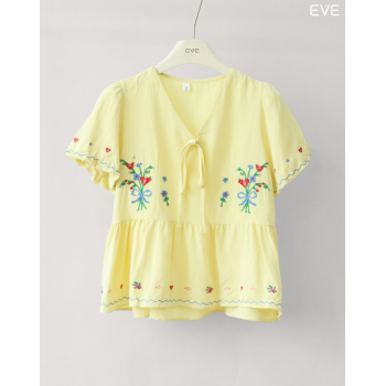 Embroidered Peplum Top