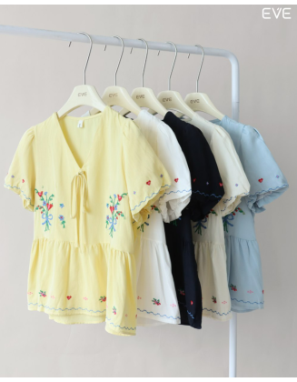 Embroidered Peplum Top