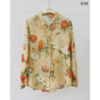 Floral Sheer Button-Down Shirt