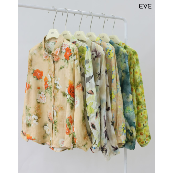 Floral Sheer Button-Down Shirt