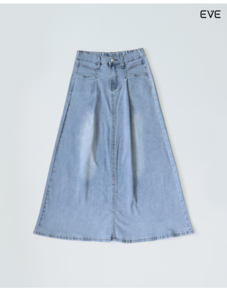 High-Waisted A-Line Denim Skirt