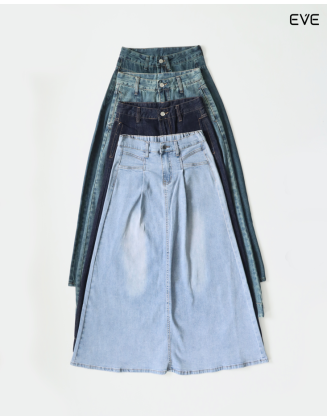 High-Waisted A-Line Denim Skirt