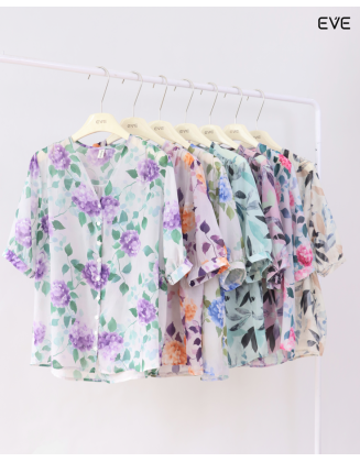 Floral Sheer Button-Up Top