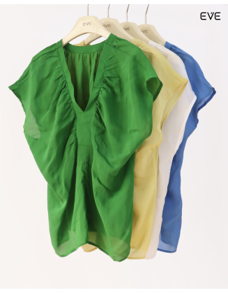 Chic Gathered V-Neck Women's Top