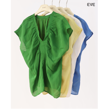 Chic Gathered V-Neck Women's Top