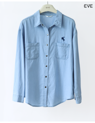 Casual Denim-Inspired Button-Up Shirt