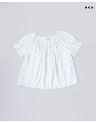 Striped Ruffle Sleeve Peasant Top