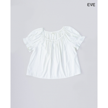 Striped Ruffle Sleeve Peasant Top