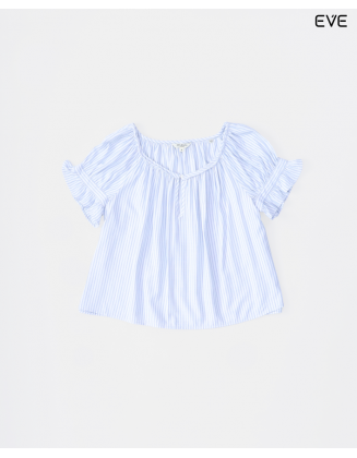Striped Ruffle Sleeve Peasant Top