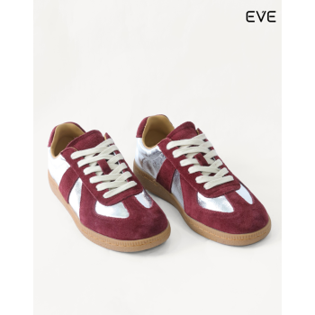 Silver and Burgundy Suede Sneakers
