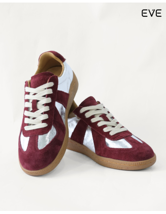 Silver and Burgundy Suede Sneakers