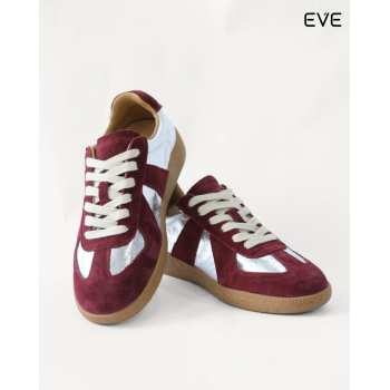Silver and Burgundy Suede Sneakers