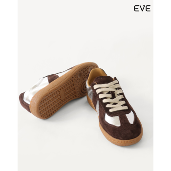 Silver and Brown Suede Sneakers