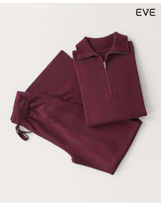  Chic Comfort Redefined: The Quarter-Zip Ribbed Co-ord Set