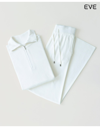  Chic Comfort Redefined: The Quarter-Zip Ribbed Co-ord Set