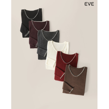 Trimmed Knit Top: Delicate Detail