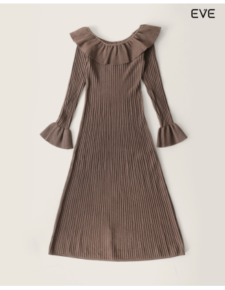Ribbed Knit Ruffle Dress: Feminine Elegance