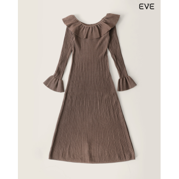 Ribbed Knit Ruffle Dress: Feminine Elegance