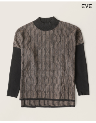 Textured Mock Neck Sweater: Modern Contrast