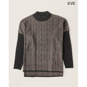 Textured Mock Neck Sweater: Modern Contrast