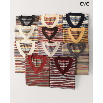 Patterned V-Neck Sweater: Global Inspired Style