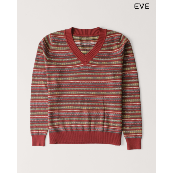 Patterned V-Neck Sweater: Global Inspired Style